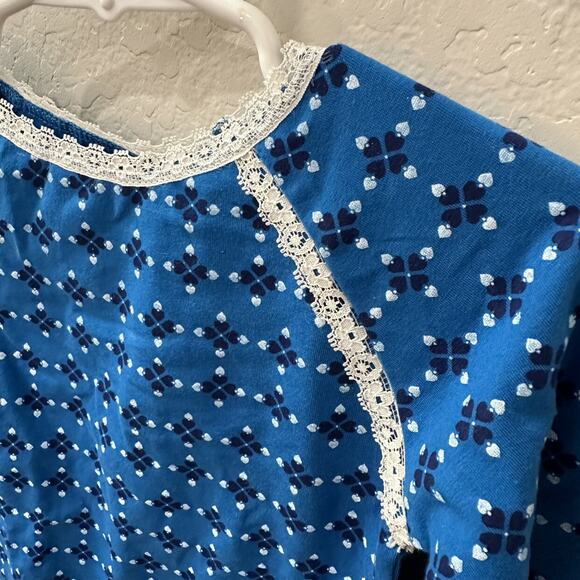 NWT Alba of Denmark Blue Heartbreaking Love Print Ghita Long Sleeve Shirt - Picture 2 of 6